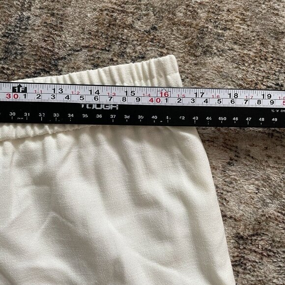 DREW Nylon Rayon Wide Leg Pant Womens Sz L Ivory Chic Pull On Beach Boho Minimal - Picture 6 of 10